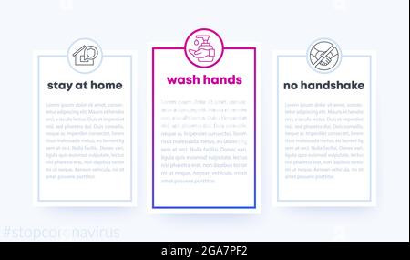 stop banner coronavirus con icone di linea, vettore Illustrazione Vettoriale