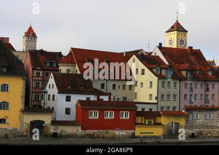 Regensburg, Altstadt, Mittelalterstadt oder Innenstadt in der Oberpfalz, Baviera, Germania Foto Stock