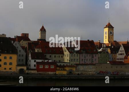 Regensburg, Altstadt, Mittelalterstadt oder Innenstadt in der Oberpfalz, Baviera, Germania Foto Stock