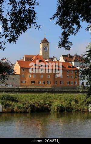 Regensburg, Altstadt, Mittelalterstadt oder Innenstadt in der Oberpfalz, Baviera, Germania Foto Stock