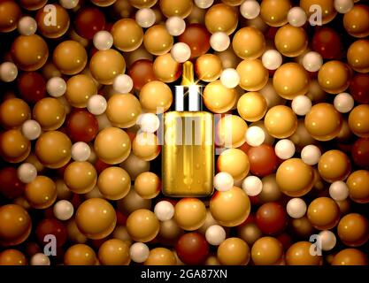 Olio di siero prodotto, estratto di aroma medico, essenza della natura. Illustrazione vettoriale Illustrazione Vettoriale