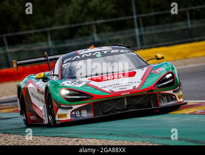 38 Barnicoat ben (gbr), Wilkinson Oliver (gbr), Bell Rob (gbr), JOTA, McLaren 720 S GT3, azione durante la TotalEnergies 24 ore di Spa, 6° round del 2021 Fanatec GT World Challenge Europe Powered by AWS, dal 28 luglio al 1 agosto 2021 sul circuito di Spa-Francorchamps, a Stavelot, Belgio - Foto François Flamand / DPPI Foto Stock