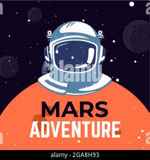 Marte avventura spazio esterno esplorazione in universo Illustrazione Vettoriale