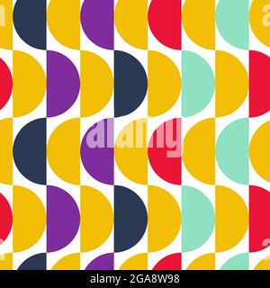 Modello geometrico astratto. Circo semi-cerchi multicolore. Per applicazioni tessili. Illustrazione vettoriale, design piatto Illustrazione Vettoriale