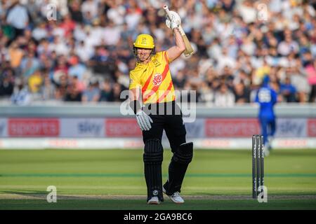 LONDRA, REGNO UNITO. 29 Lug 2021. Lewis Gregory of Trent Rockets (Capt.) durante i cento tra London Spirit vs Trent Rockets al Lord's giovedì 29 luglio 2021 a LONDRA, INGHILTERRA. Credit: Taka G Wu/Alamy Live News Foto Stock