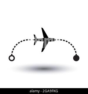 Viaggiando da una posizione all'altra in aereo, International Travel Design. In aereo. Logo vettoriale astratto e disegni di icone. Illustrazione Vettoriale