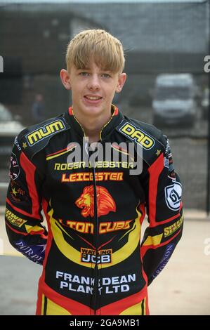 MANCHESTER, REGNO UNITO. 29 LUGLIO Mickie Simpson - Leicester Lion Cubs durante la partita della National Development League tra Belle Vue Colts e Leicester Lion Cubs al National Speedway Stadium di Manchester giovedì 29 luglio 2021. (Credit: Ian Charles | MI News) Credit: MI News & Sport /Alamy Live News Foto Stock