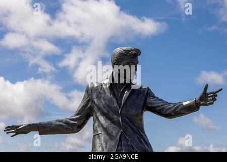 LIVERPOOL, UK - LUGLIO 14 : Biily Fury statue a Liverpool, Inghilterra il 14 Luglio 2021. Foto Stock