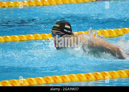 Tokyo, Giappone. 28 luglio 2021. Kristof Milak (HUN) campione olimpico della farfalla maschile 200m, durante i Giochi Olimpici Tokyo 2020, nuoto, il 28 luglio 2021 al centro acquatico di Tokyo, a Tokyo, Giappone - Foto Yoann Cambefort/Marti Media/DPPI Credit: Agenzia fotografica indipendente/Alamy Live News Credit: Agenzia fotografica indipendente/Alamy Live News Foto Stock