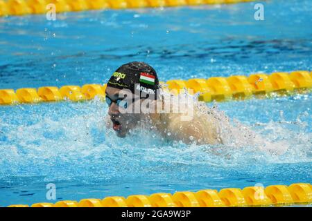 Tokyo, Giappone. 28 luglio 2021. Kristof Milak (HUN) campione olimpico della farfalla maschile 200m, durante i Giochi Olimpici Tokyo 2020, nuoto, il 28 luglio 2021 al centro acquatico di Tokyo, a Tokyo, Giappone - Foto Yoann Cambefort/Marti Media/DPPI Credit: Agenzia fotografica indipendente/Alamy Live News Credit: Agenzia fotografica indipendente/Alamy Live News Foto Stock