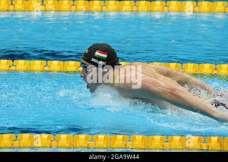 Tokyo, Giappone. 28 luglio 2021. Kristof Milak (HUN) campione olimpico della farfalla maschile 200m, durante i Giochi Olimpici Tokyo 2020, nuoto, il 28 luglio 2021 al centro acquatico di Tokyo, a Tokyo, Giappone - Foto Yoann Cambefort/Marti Media/DPPI Credit: Agenzia fotografica indipendente/Alamy Live News Credit: Agenzia fotografica indipendente/Alamy Live News Foto Stock