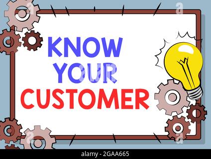 Visualizzazione concettuale conoscere il cliente. Parola per l'idea di identificazione di affari e di sicurezza finanziaria che fissa vecchio sistema di archiviazione, che mantiene in linea Foto Stock