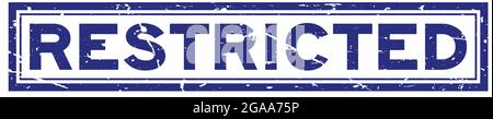 Grunge blu, parola ristretta, sigillo quadrato in gomma su sfondo bianco Illustrazione Vettoriale