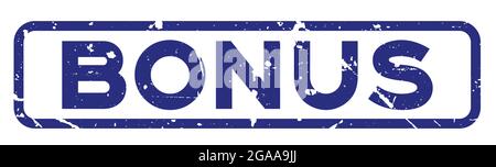 Grunge blu bonus sigillo quadrato in gomma su sfondo bianco Illustrazione Vettoriale