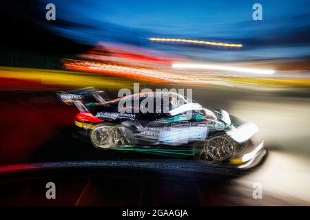 Stavelot, Belgio. 29 luglio 2021. 03 Olsen Dennis (NOR), Pilet Patrick (fra), Makowiecki Fred (fra), Schnabl Engineering, Porsche 911 GT3-R (991.II), azione durante la TotalEnergies 24 ore di Spa, 6° round del 2021 Fanatec GT World Challenge Europe Powered by AWS, dal 28 luglio al 1 agosto 2021 sul circuito di Spa-Francorchamps A Stavelot, Belgio - Foto François Flamand/DPPI Credit: DPPI Media/Alamy Live News Foto Stock