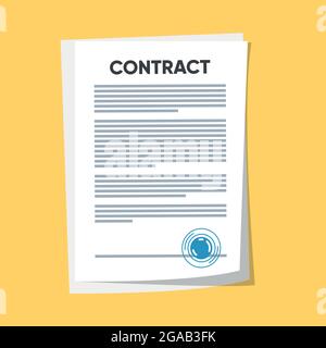 Condizioni di contratto, la ricerca di approvazione del documento di convalida. Carte di contratto. Documento. Cartella con timbro Illustrazione Vettoriale