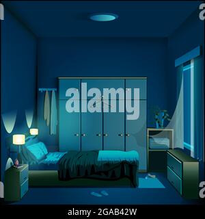 Camera da letto di notte sfondo immagine vettoriale modificabile formato vettoriale. Illustrazione Vettoriale