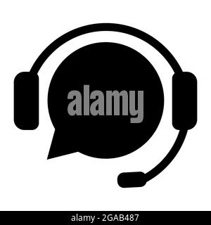 Servizio di assistenza con cuffie. Icona Assistenza clienti. Il logo può essere utilizzato per società, icone e altri Illustrazione Vettoriale