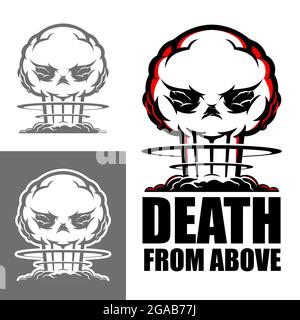 Morte dall'alto simbolo vettore illustrazione l'esplosione atomica mortale in forma di cranio Illustrazione Vettoriale