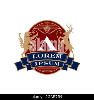 Illustrazione vettoriale del simbolo Lion e Stag Illustrazione Vettoriale