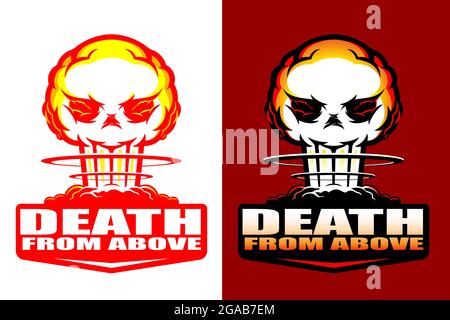 Morte dall'alto vettore stile Insignia illustrazione l'esplosione atomica mortale in forma di cranio Illustrazione Vettoriale