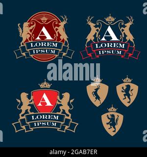 una serie di simboli di cresta vari illustrazione vettoriale per elemento di disegno o qualsiasi altro scopo. Illustrazione Vettoriale