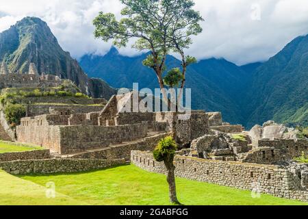Vista delle rovine di Machu Piccu, Perù Foto Stock