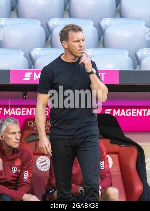 Muenchen, ALLIANZARENA, Germania. 28 luglio 2021. Il pullman della Baviera Julian NAGELSMANN. Calcio, FC Bayern Monaco (M) - Borussia Monchengladbach (MG) 0: 2, partita preparatoria per la stagione 2021-2022, il 28 luglio 2021 a Muenchen, ALLIANZARENA, Germania. ¬ di credito: dpa/Alamy Live News Foto Stock