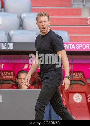 Muenchen, ALLIANZARENA, Germania. 28 luglio 2021. Il pullman della Baviera Julian NAGELSMANN. Calcio, FC Bayern Monaco (M) - Borussia Monchengladbach (MG) 0: 2, partita preparatoria per la stagione 2021-2022, il 28 luglio 2021 a Muenchen, ALLIANZARENA, Germania. ¬ di credito: dpa/Alamy Live News Foto Stock