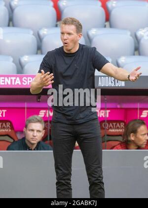 Muenchen, ALLIANZARENA, Germania. 28 luglio 2021. Il pullman della Baviera Julian NAGELSMANN. Calcio, FC Bayern Monaco (M) - Borussia Monchengladbach (MG) 0: 2, partita preparatoria per la stagione 2021-2022, il 28 luglio 2021 a Muenchen, ALLIANZARENA, Germania. ¬ di credito: dpa/Alamy Live News Foto Stock