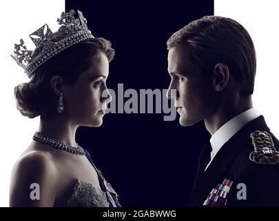 The Crown TV Series (2016-) UK / USA creato da Peter Morgan 2016 Stagione 1 Claire Foy, Matt Smith Key Art Foto Stock