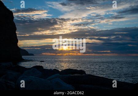 Tramonto sul mare del Nord Foto Stock