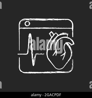 Piattaforme mediche icona bianca gesso su sfondo scuro. Condivisione dei dati medici in tutto il mondo. Servizi sanitari. Monitoraggio remoto del paziente. Telemedicina. IO Illustrazione Vettoriale