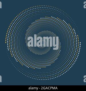 Cerchio di punti mezzitoni incandescenti, elementi grafici ausiliari per i progetti, sfondo vettoriale astratto. Effetto mezzitoni cerchio vettoriale. Illustrazione Vettoriale