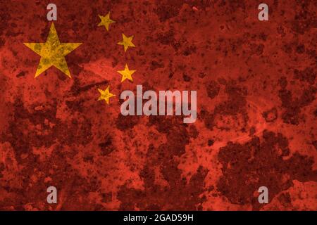 China Aged flag grunge sfondo illustrazione - alta qualità dettagliato bandiera cinese sfondo banner con elementi grugnosi Foto Stock