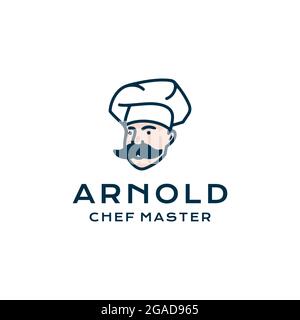 Retro Chef / Restaurant logo design ispirazione vettore icona illustrazione Illustrazione Vettoriale