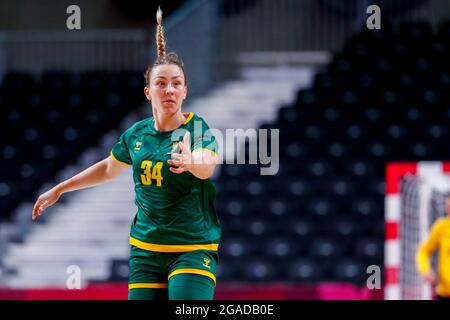 Tokyo, Giappone. 29 luglio 2021. TOKYO, GIAPPONE - LUGLIO 29: Tatjana Brnovic del Montenegro durante la partita del torneo olimpico di pallamano femminile di Tokyo 2020 tra il Team Montenegro e il Team Norvegia allo Stadio Nazionale di Yoyogi il 30 luglio 2021 a Tokyo, Giappone (Foto di /Orange Pictures) Credit: Orange Pics BV/Alamy Live News Foto Stock