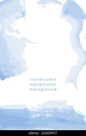 Modello cornice acquerello con spazio di copia, tratti di pennello traslucidi astratti in acqua. Formato verticale per la scheda di richiesta di bannr buisiness e i social media. Illustrazione Vettoriale