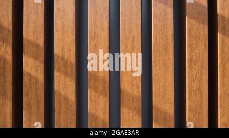 Barre verticali di legno in fila. Struttura in legno. Foto Stock