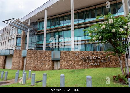 Oklahoma City, Oklahoma - il nuovo edificio federale di Oklahoma City, che ha sostituito l'Alfred P. Murrah Building distrutto nel 1995 bombardamenti che kil Foto Stock