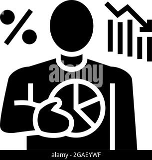 illustrazione vettoriale delle perdite finanziarie di businessman glyph Illustrazione Vettoriale