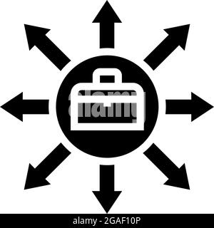 illustrazione vettoriale dell'icona glifo delle linee di business Illustrazione Vettoriale