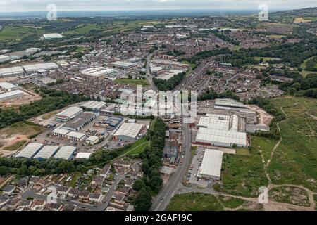 Huddersfield Aerial Drone View Nr Halifax West Yorkshire Foto Stock