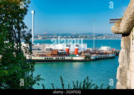 Weymouth, Dorset, Regno Unito - Ottobre 10 2018: Il piroscafo a pale Waverley attraccato a Weymouth Harbour Foto Stock