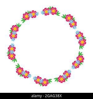 Corona floreale sotto forma di cornice per iscrizioni e testo isolato su sfondo bianco. Adatto per biglietti d'invito per matrimoni. Elementi di disegno Botanico. Illustrazione vettoriale Illustrazione Vettoriale