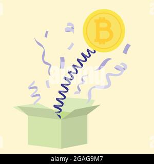 Aumento del concetto di bitcoin. Valore bitcoin imprevedibile Illustrazione Vettoriale