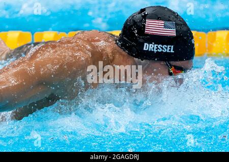 Tokyo, Giappone. 31 luglio 2021. TOKYO, GIAPPONE - LUGLIO 31: Caeleb Dressel degli Stati Uniti in gara nella finale maschile della Butterfly da 100m durante le Olimpiadi di Tokyo 2020 al Tokyo Aquatics Center il 30 luglio 2021 a Tokyo, Giappone (Foto di Giorgio Scala/Insifefoto/Deepbluemedia) Credit: Insdefoto srl/Alamy Live News Foto Stock