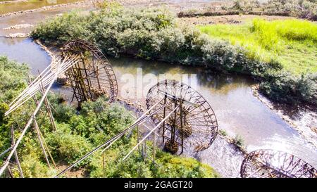 Bella ruota d'acqua nel villaggio di pu Luong Thanh Hoa provincia nord Vietnam Foto Stock