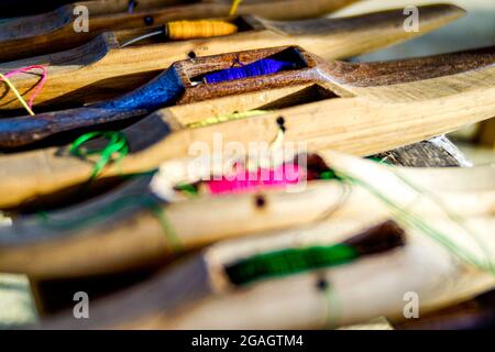 Tessitura tradizionale in pu Luong villaggio Thanh Hoa provincia nord Vietnam Foto Stock