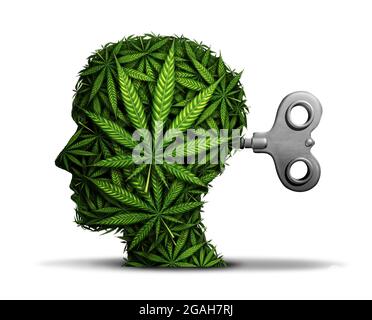 Marijuana business e Cannabis industria o funzione mentale con l'uso di POT come concetto psichiatrico e gli effetti sul cervello. Foto Stock